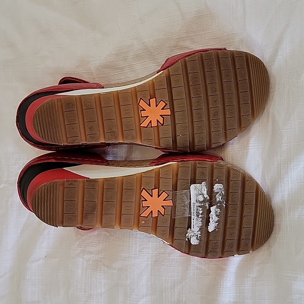 ART wedges Size 10 GUC leather studded velcro open toe sandals Euro Size 41 - Picture 2 of 7
